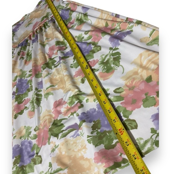 ASOS Mid-Length Sweetheart Neck Cinched Waist White With Floral Strapless Dress - Picture 8 of 15